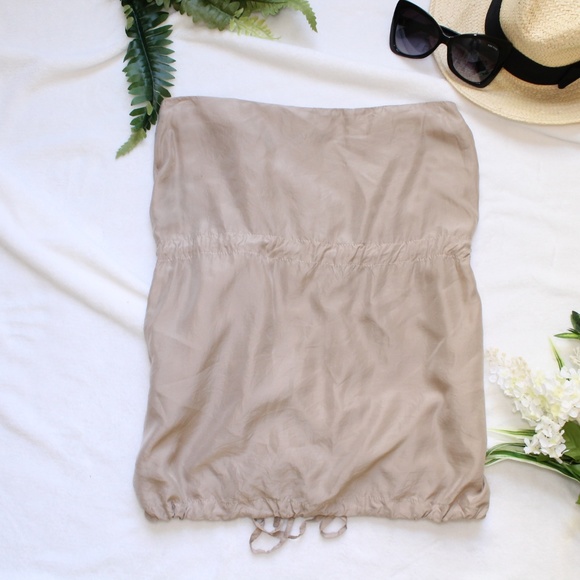 Fendi Strapless Tan Silk Halter Button Up Top - Picture 2 of 8